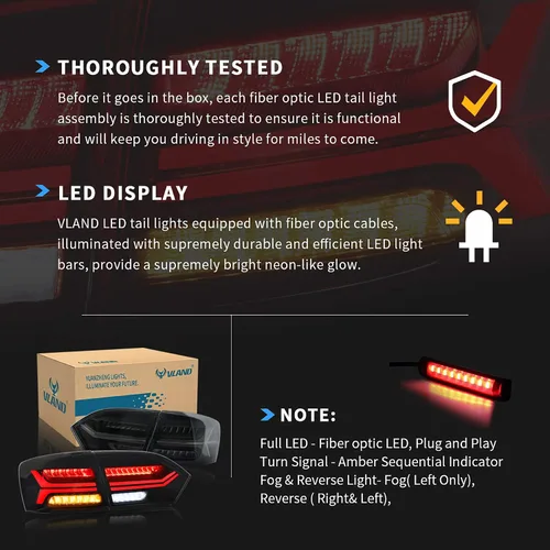Miniatura 4 de VLAND Luces traseras LED compatibles con Jetta Sagitar 12-14 2011-2014 (no compatible con GLI y versión LED), conjunto de lámpara trasera LED Humo