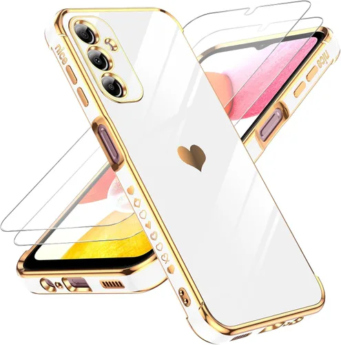 Miniatura 55 de LeYi for Moto G 5G 2025 Case: with Tempered Glass Screen Protector [2 Pcs]+ Full Camera Lens Protection,Love Heart Plating Cute Luxury Soft TPU