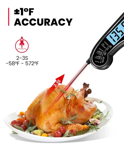 Miniatura 2 de TEMOLA Termómetro de carne, termómetro de lectura instantánea para alimentos con calibración de retroiluminación LCD, termómetro digital de cocción