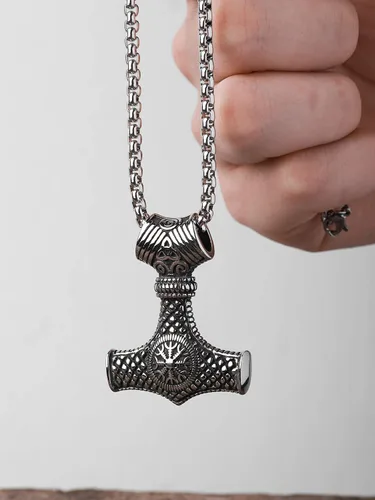 Miniatura 3 de HAQUIL Mjolnir Necklace, Viking Norse Thor Hammer Mjolnir Pendant, Viking Jewelry Gift for Men Women