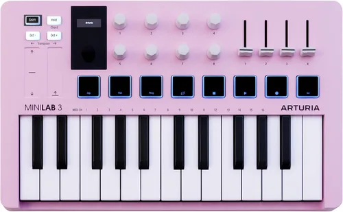 Miniatura 9 de Arturia MiniLab Controlador de teclado MIDI USB de 3 a 25 teclas con 8 almohadillas de batería multicolor, 8 perillas y software de producción