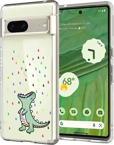 Miniatura 14 de Unov - Funda compatible con Pixel 7, diseño transparente de TPU suave, absorción de impactos, delgada, patrón labrado, cubierta protectora trasera