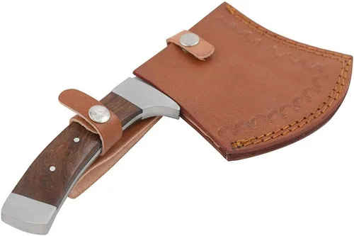 Miniatura 4 de Hacha de acero inoxidable con mango de madera para exteriores, caza, campamento (marrón)