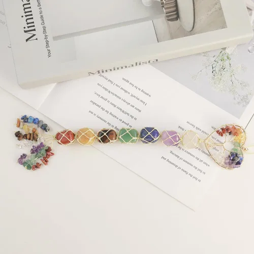 Miniatura 6 de Anjiucc Adornos colgantes de cristal hechos a mano para ventana de auto, 7 chakras, adorno para el hogar, yoga, meditación, decoración del coche