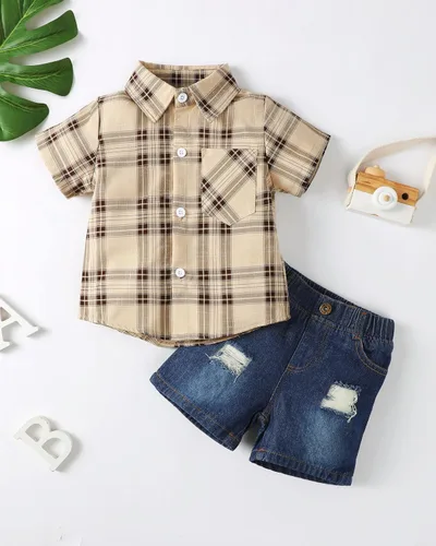 Miniatura 20 de Conjunto de ropa de verano para bebé y niño, camiseta de manga corta de algodón, pantalones cortos de dinosaurios, conjunto de ropa para niño