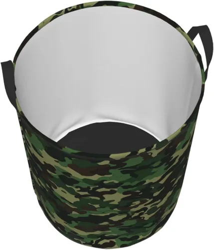 Miniatura 3 de Aniaml Camouflage Green print Circular Hamper Waterproof Storage Bin Organizer Basket Laundry Hamper With Handles For Clothes Toys Small