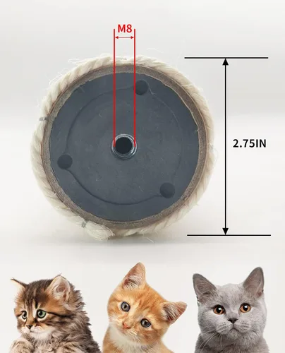 Miniatura 4 de BNOSDM Paquete de 6 piezas de repuesto para árbol rascador M8 de 15 x 2.75 pulgadas para gatos de interior, cuerda de torre, postes de rascado