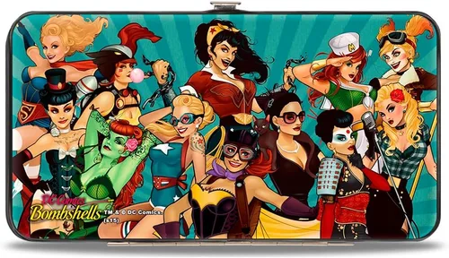Miniatura 2 de Buckle-Down Buckle-Down Hinge para mujer - 12-DC Bombshells Group Pose/Rays Blues Billetera, multicolor, 7 x 4 de EE. UU, Varios