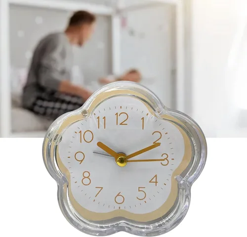 Miniatura 4 de Reloj despertador, con forma de flor, silencioso, para mesita de noche, marco transparente, sin tictac, reloj digital de cuarzo para sala de estar