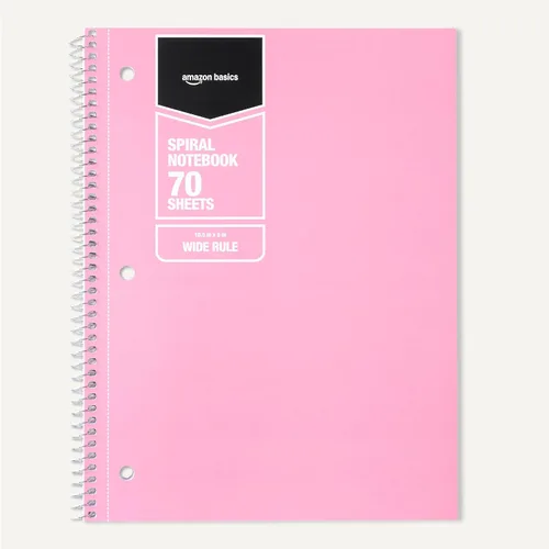 Miniatura 5 de Amazon Basics - Cuaderno de espiral de rayas anchas, 70 hojas, 7-1/2 x 10-1/2 pulgadas, paquete de 3, varios colores pastel sólidos Colores sólidos