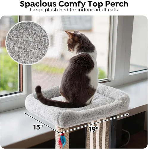 Miniatura 5 de Veehoo Poste rascador de gatos de 35 pulgadas de alto para gatos de interior y adultos, almohadilla resistente para rascar gatos con marco de metal