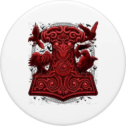 Miniatura 3 de Viking Thors Raven Hammer Pagan Norse Mjolnir PopSockets intercambiables PopGrip