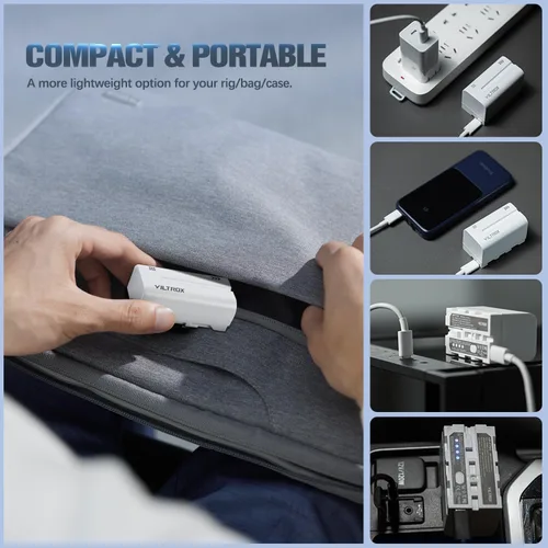 Miniatura 8 de VILTROX Batería de iones de litio NP-F550, 1 paquete (2200 mAh), repuesto para Sony NP-F550 F570 F750 F770 F950 F960 F970, compatible con luz LED