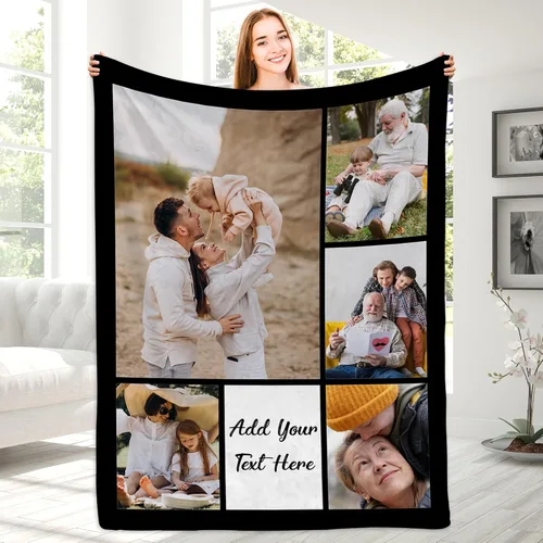 Miniatura 8 de Magimagine Mantas personalizadas con imágenes de texto para regalos de novio, manta de fotos personalizada para familiares y amigos para Navidad