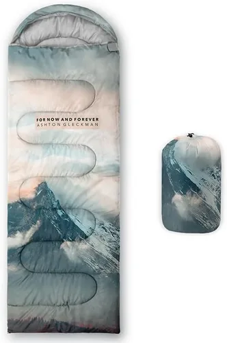 Miniatura 25 de Saco de dormir para adultos y niños, furgoneta de campamento de montaña verde, ligero, cálido, portátil, para interiores y exteriores, impermeable