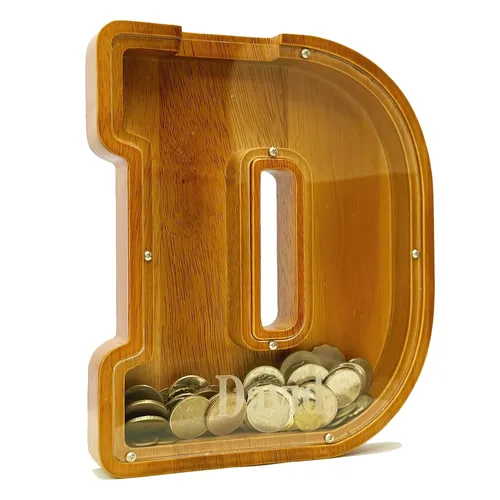 Miniatura 47 de Alcancia personalizada grande de madera con letras, alcancía para monedas, alcancía personalizada con nombre, puede ser utilizada como regalo de J