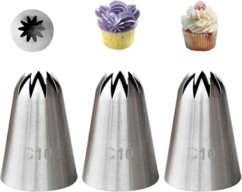 Miniatura 14 de Conjunto de boquillas St. Honore, puntas en forma de V para repostería, boquillas para decorar pasteles, kit de 4 piezas para cupcakes, pasteles