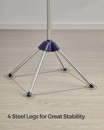 Miniatura 59 de SONGMICS ULLR510B01 - Estante de secado de ropa plegable de 59 pulgadas con 3 brazos giratorios para perchas, 4 patas, acero inoxidable, para 27