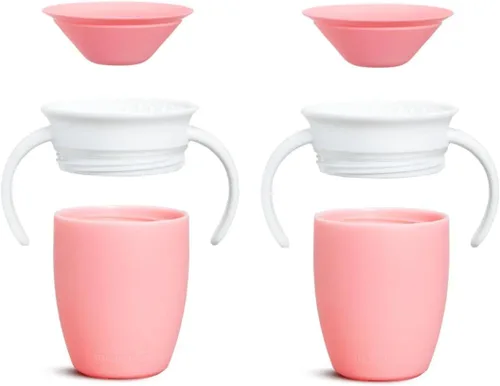 Miniatura 2 de Tazas Munchkin Miracle 360 para niños pequeños, vasos entrenadores, tazas para niños pequeños a prueba de derrames, con diseño sin boquilla Rosa 2
