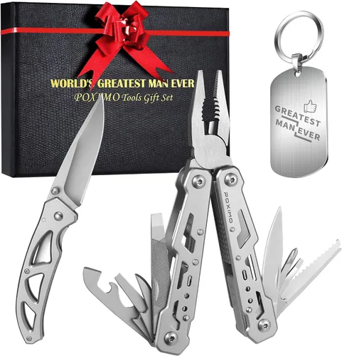 Miniatura 12 de Multitools - Juego de regalo "THANK YOU", 14 en 1, alicates multiherramientas y cuchillo de bolsillo con etiqueta para llavero, kit EDC de 3 piezas