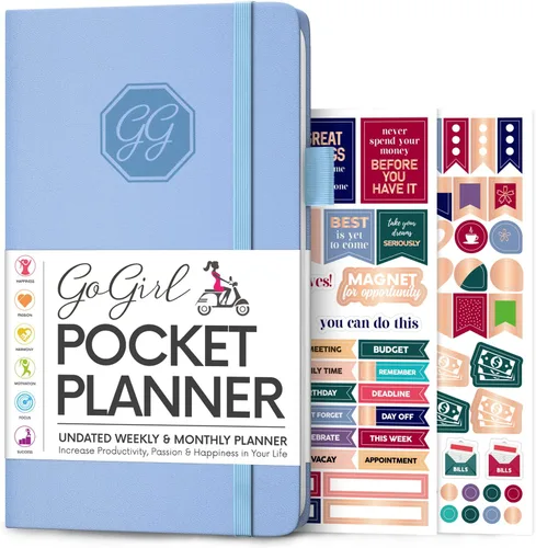 GoGirl Agenda y organizador para mujer – Agenda semanal de bolsillo, diario de objetivos y agenda para gestión del tiempo y productividad. Sin fecha