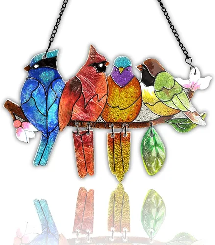 Miniatura 25 de DASTOLL Colgante de vidrio emplomado para ventana, diseño de lirio del valle, mariposa, atrapasol para puertas, hogar, atrapasoles decoración