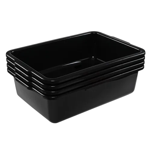 Miniatura 7 de Bandejas de autobús comerciales de 23 litros, juego de 4 cubos de plástico negro