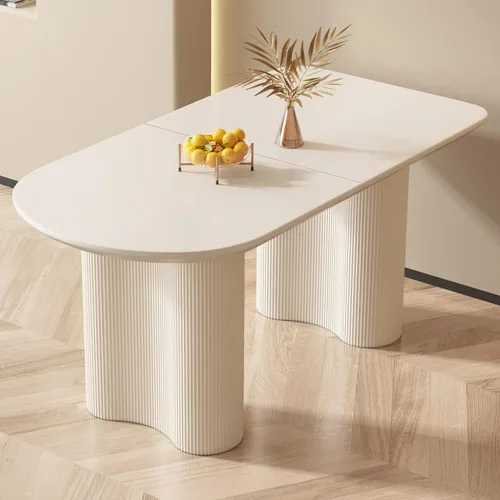 Guyii Mesa de comedor de 55.11 pulgadas, mesa de cocina moderna para 6 personas, mesa de comedor interior para cocina, bar, sala de estar, espacio