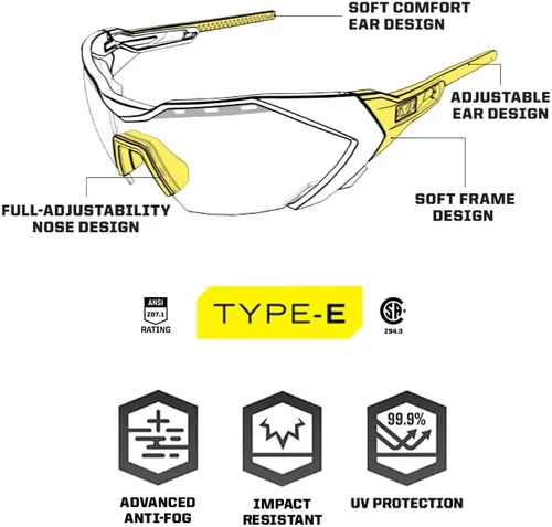 Miniatura 2 de Mechanix Wear: Gafas de seguridad tipo Visión-E con antiempañamiento avanzado, resistente a los arañazos, anteojos protectores de marco medio gris