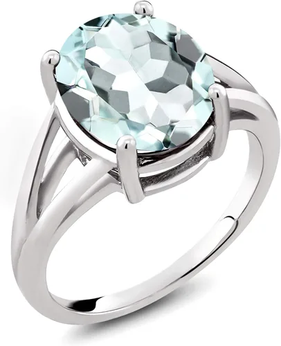 Miniatura 97 de Gem Stone King Anillo solitario con piedra preciosa de 3.00-7.00 quilates Plata de ley 925 Ovalado de 0.47 x 0.49 pulgadas Anillo