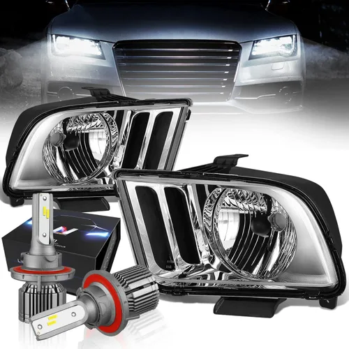 Miniatura 10 de DNA MOTORING HL-OH-FM05-BK-CL1-CFS-H13 - Faros delanteros con carcasa negra de repuesto compatibles con Ford Mustang 05-09, par de bombillas LED