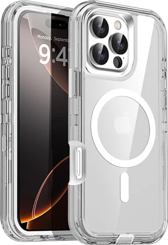 Miniatura 34 de AICase Funda transparente para iPhone 16e/13/iPhone 14, compatible con MagSafe 3 en 1, resistente protección contra caídas, cuerpo completo, a