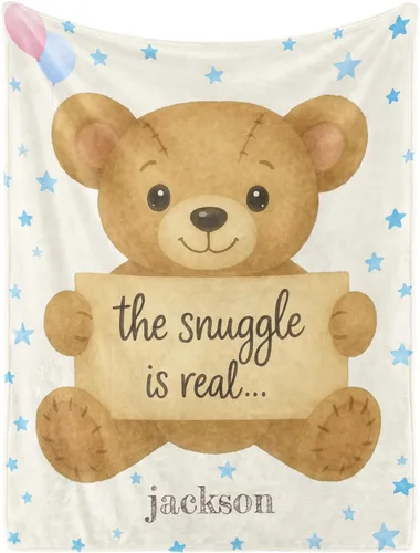 Miniatura 20 de Manta de bebé personalizada con nombre, manta de nombre personalizado para niños, mantas de franela suave en Pascua, regalos personalizados de bebé