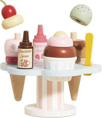 Le Toy Van - Juguete educativo de madera Honeybake Helado de Carlo de madera colorido Juguete de imitación de helado | 12 piezas - Grandes regalos