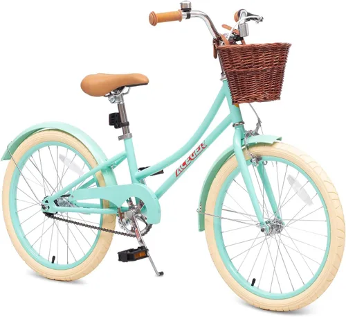 Miniatura 13 de ACEGER Bicicleta para niñas con canasta, bicicleta para niños de 3 a 13 años, incluye freno de contrapedal y freno de pinza, 14, 16, 18 pulgadas