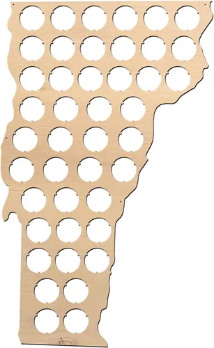 Miniatura 6 de All States Beer Cap Map Connecticut – 16 x 12 pulgadas – 56 tapas – Connecticut Beer Cap Holder – Madera contrachapada de abedul