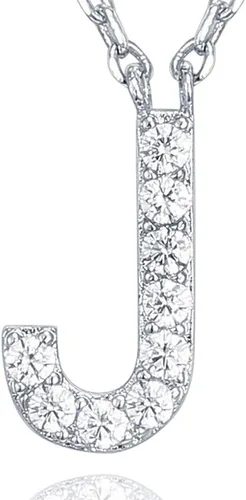 Miniatura 132 de PAVOI 14K White Gold Plated Cubic Zirconia Initial Necklace Letter Dainty Necklaces for Women