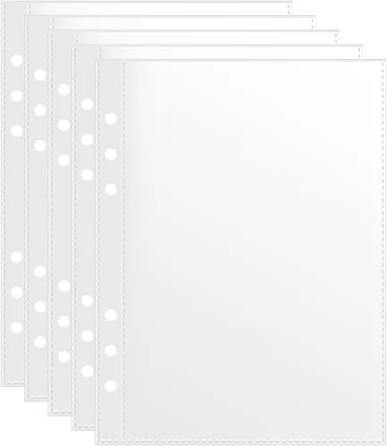 Miniatura 7 de Páginas de Recambio para Carpeta con Fundas de 4 Bolsillos A5 – Paquete de 50 Almacena 400 Tarjetas – Hojas de Inserción de 6 Anillos para Fotocards