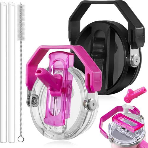 Miniatura 27 de Paquete de 2 Tapas con Popote Abatible a Prueba de Fugas para Reemplazo de Tapa Stanley 30 oz, para Accesorios de Vaso Tumbler Stanley Quencher