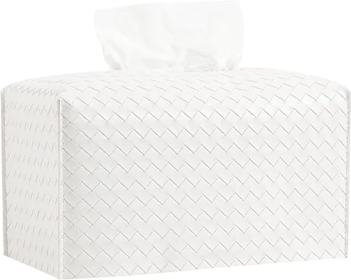 Miniatura 13 de Funda para caja de pañuelos de piel sintética, estuche cuadrado para pañuelos faciales, dispensador de papel facial para baño, encimera de tocador