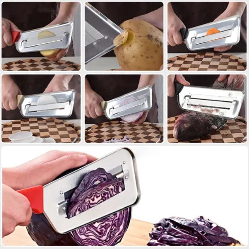 Miniatura 5 de Cortador de acero inoxidable de doble capa, triturador de cuchillos de verduras de cocina, cortador de repollo, trituradora de repollo para ensalada