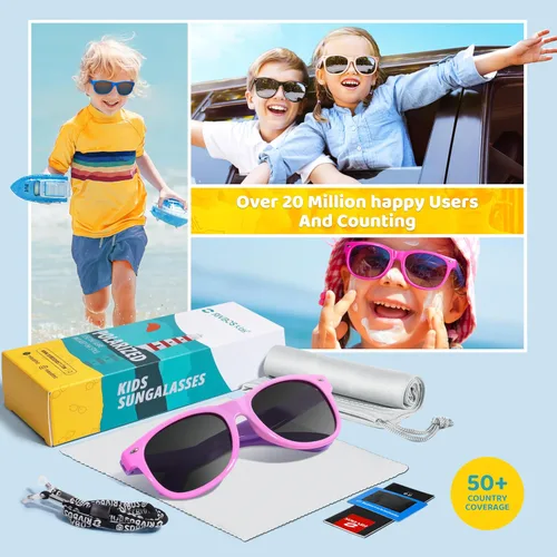 Miniatura 6 de Lentes de sol de goma Rivbos RBK004, flexibles, para niños lentes para bebés y niños de 3-10 (vidrio espejado disponible).