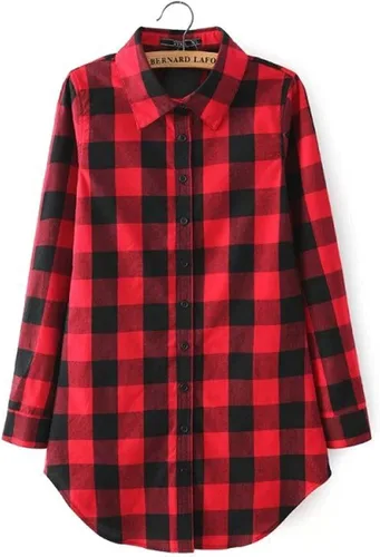 Miniatura 5 de Women's 2023 Summer Tops Plaid Long Sleeve Collar Neck Casual Button Down Dress Shirt Dress Casual Dresses
