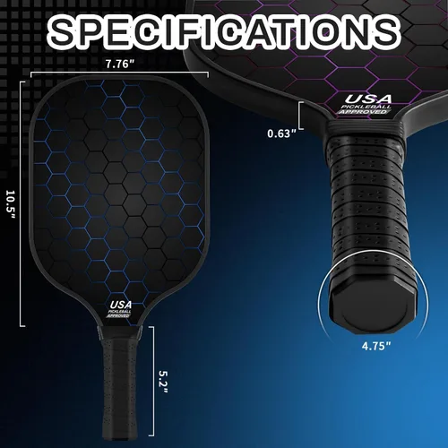 Miniatura 4 de T300 - Juego de 2 palas de pickleball de fibra de carbono ligeras, para interiores y exteriores, accesorios deportivos, regalos Nido de abeja