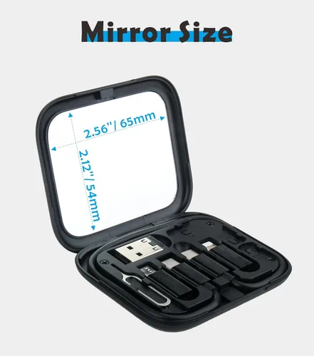 Miniatura 4 de Tarjeta de carga USB-C: kit de cable adaptador de carga múltiple USB con cable de 11.0 in, adaptadores USB C a A/Micro USB/luz, estuche de espejo