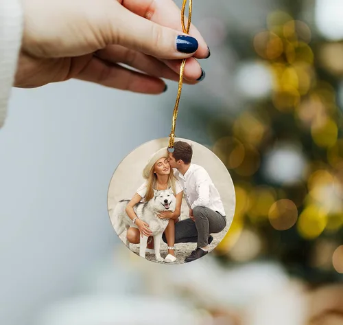 Miniatura 4 de Smile Art Design Adorno de Navidad con foto personalizada 2025/2026, adornos de cerámica, adorno de imagen personalizada, adorno familiar