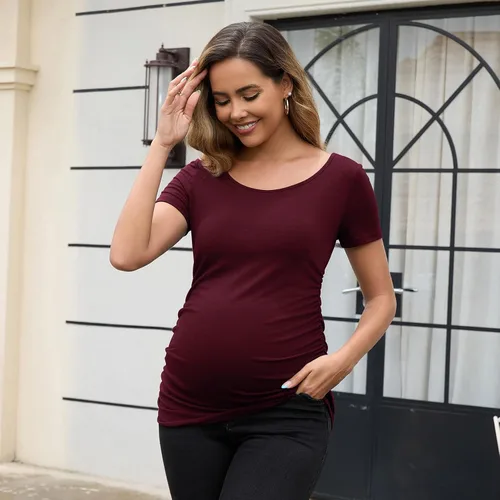 Miniatura 199 de GINKANA Blusas de maternidad de manga corta, diseño floral, fruncido, casual, para mamá, para embarazo