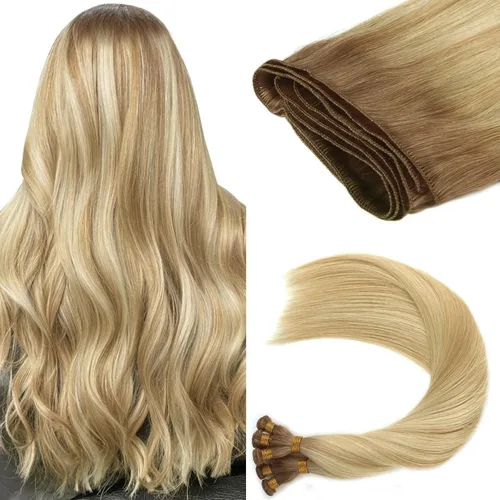 Miniatura 18 de ABH AMAZINGBEAUTY HAIR Extensiones de cabello humano Remy real para coser, atadas a mano, color negro azabache de 18 pulgadas, para mujer, 1.76 onzas
