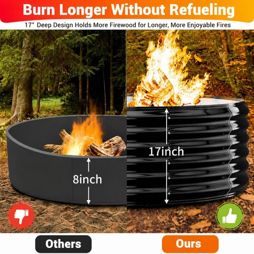 Miniatura 4 de Anillo de chimenea al aire libre de 32 pulgadas, chimenea de leña resistente al calor de 17 pulgadas de altura y chimenea para exterior, anillo