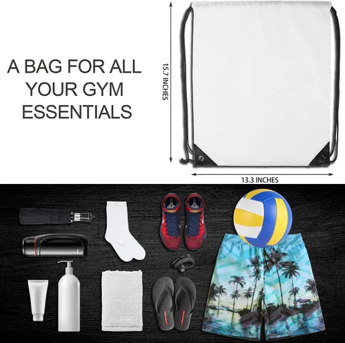 Miniatura 2 de Mochila con cordón, bolsas con cordón, bolsa deportiva de nailon a granel, Blanco, Deportes